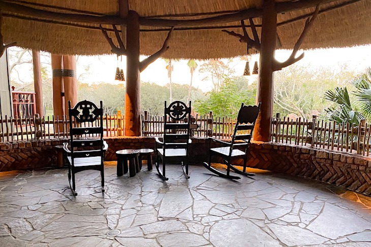 Rocking chairs in the resort's overlooks