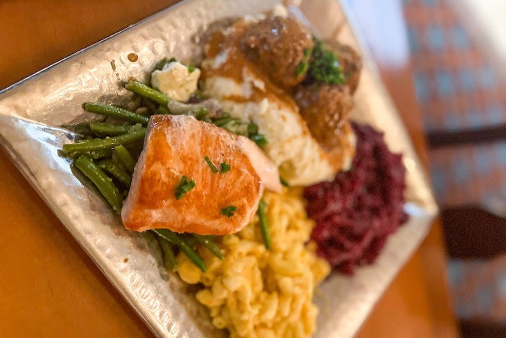 An assortment of delicious Norwegian food served family style