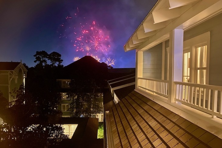Epcot fireworks view from Stone Harbor Club lounge