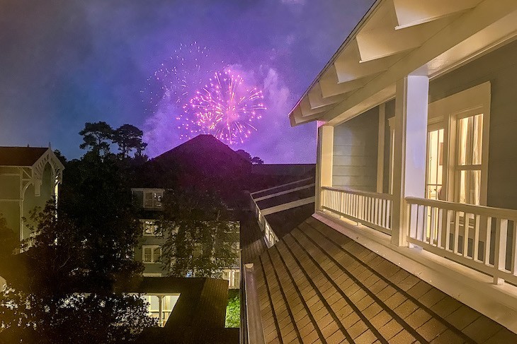 Epcot fireworks view from Stone Harbor Club lounge