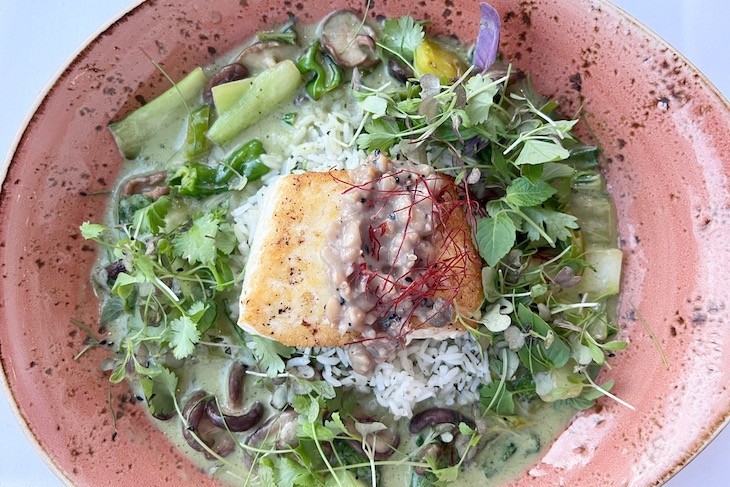 Florida Black Grouper in Green Curry-Coconut Sage