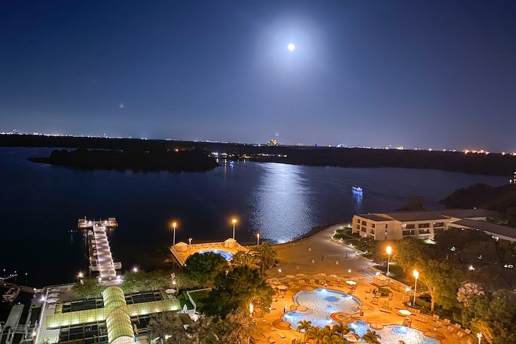 Bay Lake View from the 14th Floor VP Suite by moonlight