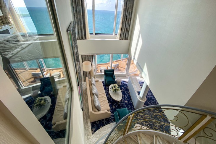 disney cruise wish royal suite Princess Aurora Royal Suite living area from the stairwell