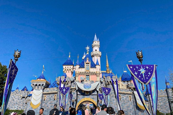 Sleeping Beauty Castle is dressed for the 100th celebration