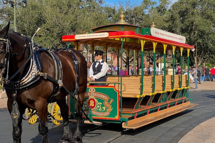 Main Street horse-drawn trolley is a fun mode of transportation 