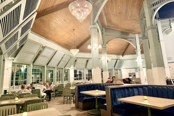 Narcoossee's airy dining room facing the Seven Seas Lagoon