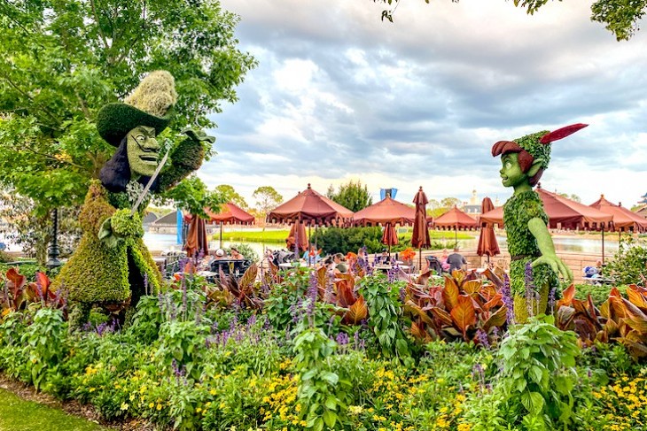 Peter Pan and Captain Hook topiary at Epcot's International Flower & Garden Festival