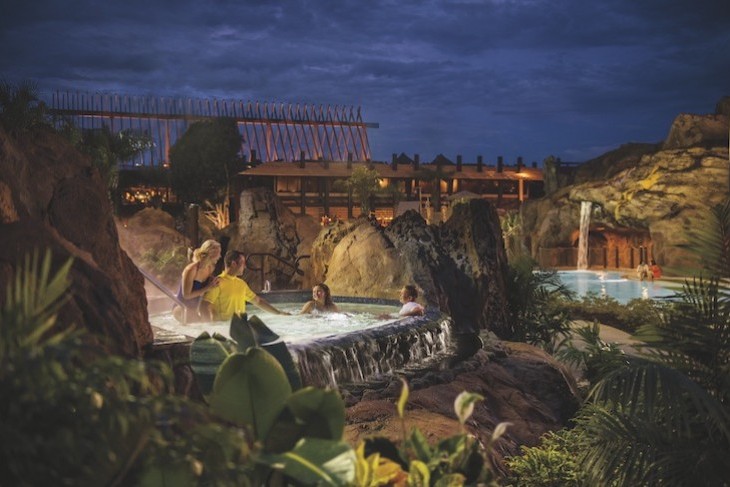 After dark at the resort's pool