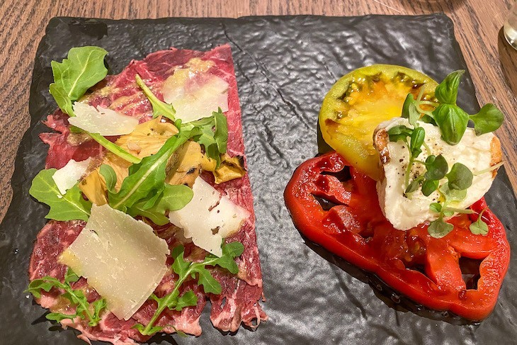 Beef Carpaccio and Pomodoro e Burrata