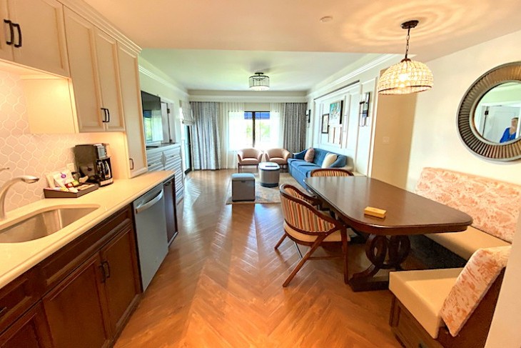 One-bedroom villa kitchen/living area 