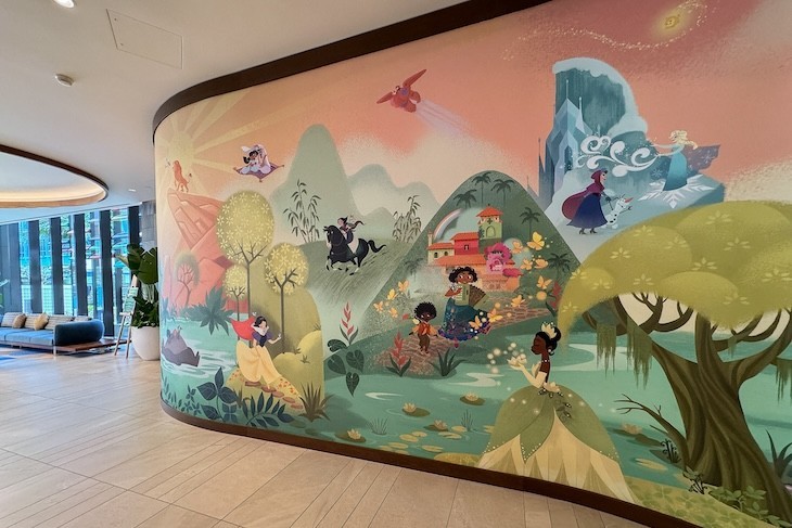Take a seat in the lobby and spend time admiring the lovely mural there based on Disney Animation