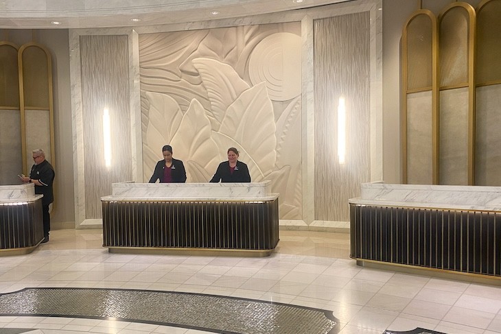 The Waldorf's welcoming front desk